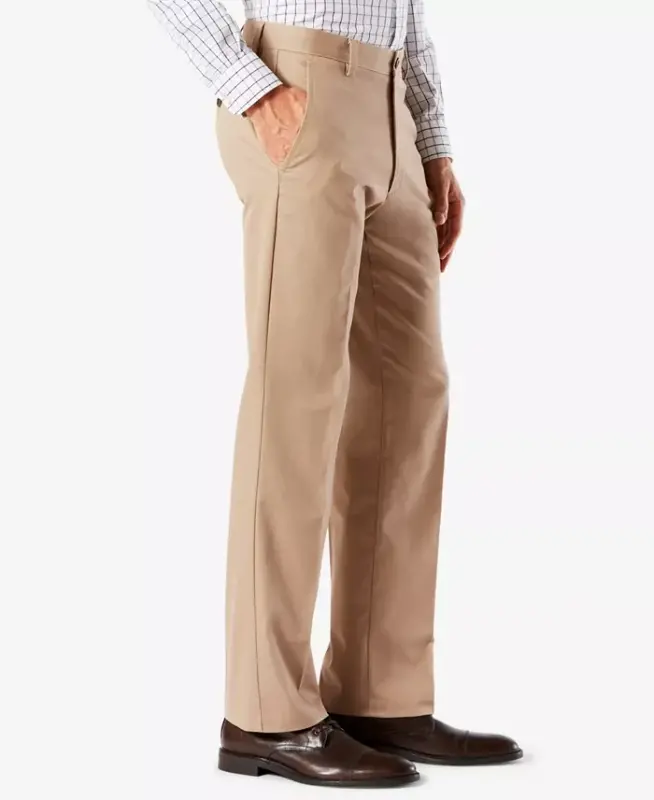 Men's Easy Straight Fit Khaki Stretch Pants - Timber Wolf - 3