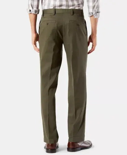 Men's Easy Straight Fit Khaki Stretch Pants - Olive Grove - 2