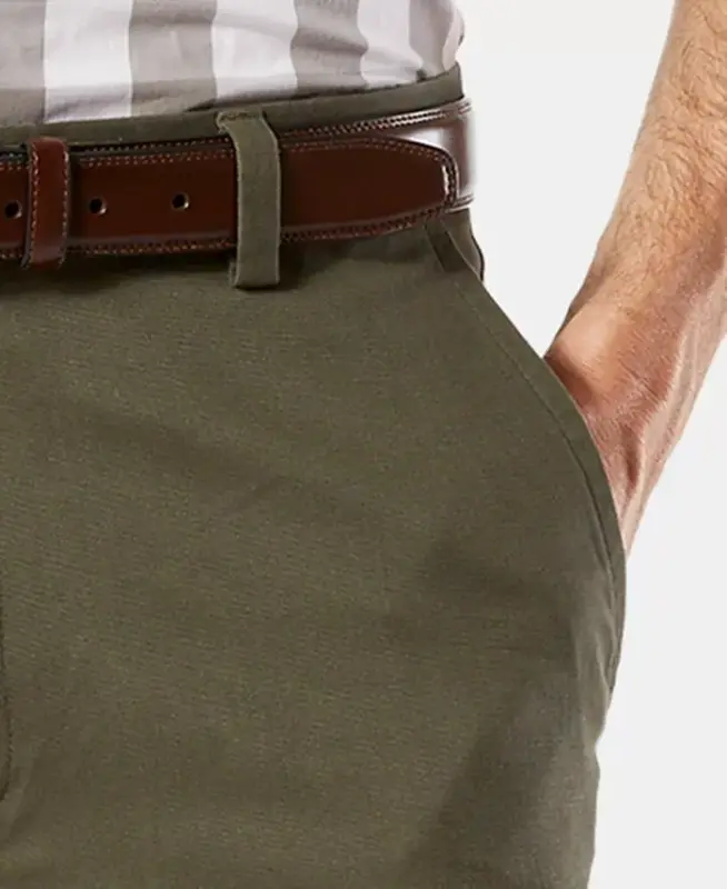 Men's Easy Straight Fit Khaki Stretch Pants - Olive Grove - 3