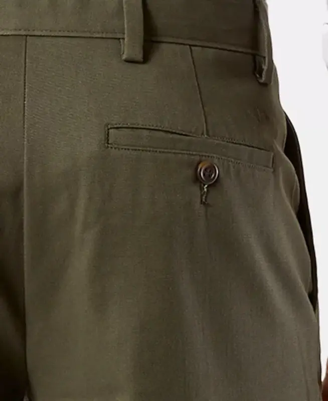 Men's Easy Straight Fit Khaki Stretch Pants - Olive Grove - 4