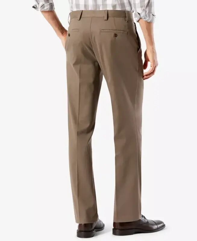 Men's Easy Straight Fit Khaki Stretch Pants-Dark Pebble - 2