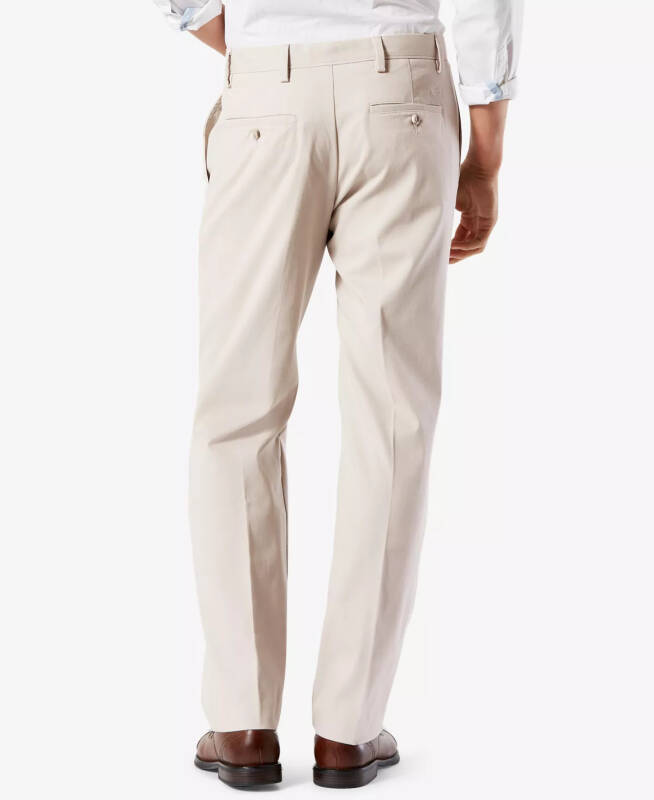 Men's Easy Classic Pleated Fit Khaki Stretch Pants - Cloud - 3