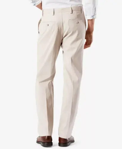 Men's Easy Classic Pleated Fit Khaki Stretch Pants - Cloud - DOCKERS (1)