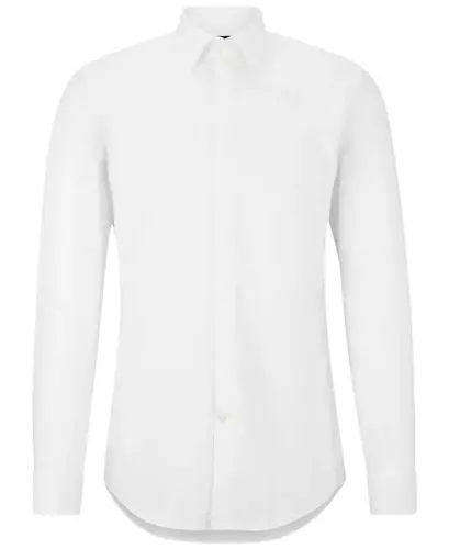 Men's Easy-Iron Stretch Cotton Slim-Fit Dress Shirt - White - 3