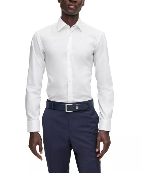 Erkek Kolay Ütülenebilir Slim Fit Elbise Gömleği Beyaz - 1