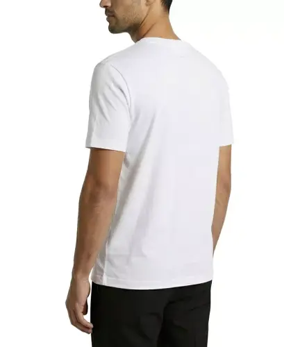 Men's Contrast Logo Regular-Fit T-Shirt - White 