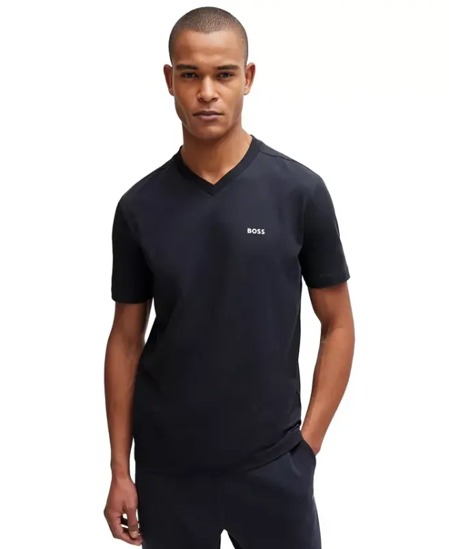 Men's Contrast Logo Regular-Fit T-Shirt-Dark Blue - HUGO BOSS