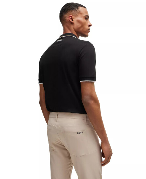 Men's Contrast Logo Cotton-Blend Polo Shirt-Black - 3