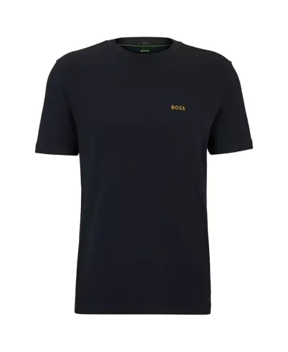 Men's Contrast Logo Regular-Fit T-Shirt - Dark Blue, Gold - HUGO BOSS (1)