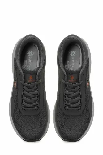 Erkek Koyu Gri Sneaker - Turuncu Detaylı Hafif Tabanlı Günlük Yürüyüş Spor Ayakkabı B-9-Gri - 5