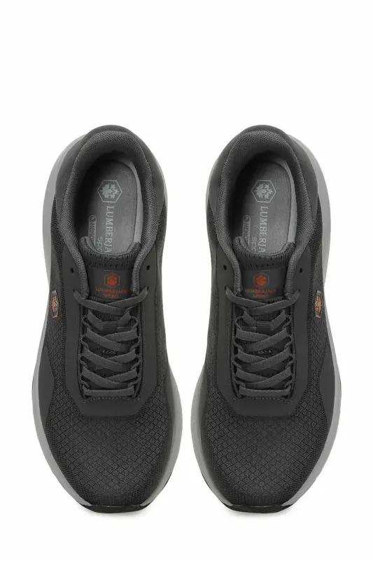 Erkek Koyu Gri Sneaker - Turuncu Detaylı Hafif Tabanlı Günlük Yürüyüş Spor Ayakkabı B-9-Gri - 5