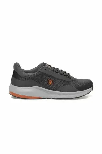 Erkek Koyu Gri Sneaker - Turuncu Detaylı Hafif Tabanlı Günlük Yürüyüş Spor Ayakkabı B-9 - Gri-RS - 3