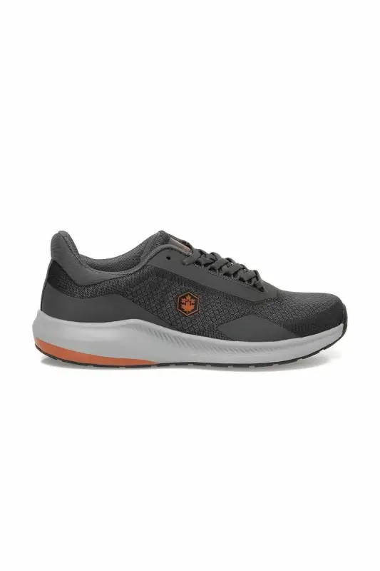 Erkek Koyu Gri Sneaker - Turuncu Detaylı Hafif Tabanlı Günlük Yürüyüş Spor Ayakkabı B-9 - Gri-RS - 3