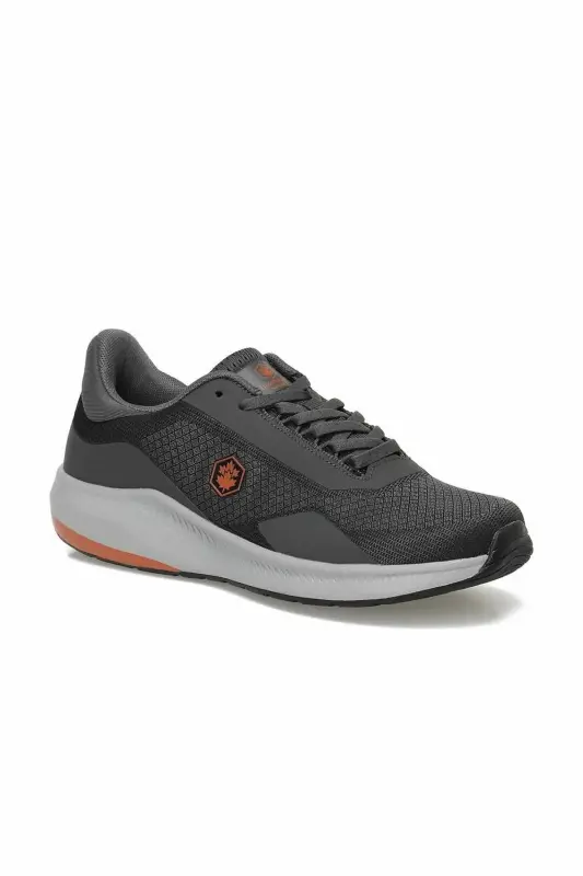Erkek Koyu Gri Sneaker - Turuncu Detaylı Hafif Tabanlı Günlük Yürüyüş Spor Ayakkabı B-9 - Gri-RS - 4