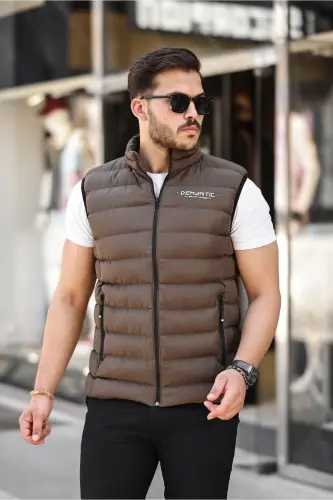 Erkek Koyu Haki Şişme Yelek Iç Astarlı Su Geçirmez - Koyu Haki 