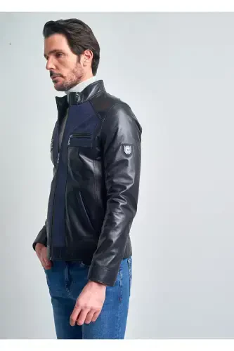 Erkek Koyu Lacivert Deri Ceket - PIERRE CARDIN (1)