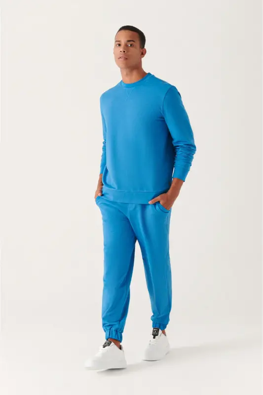 Erkek Koyu Mavi Basic Pamuklu 2 iplik Jogger E003403-Koyu Mavi - 1