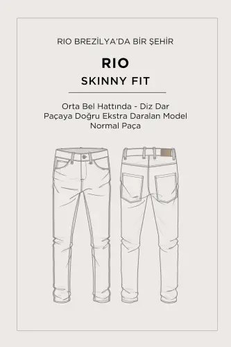Erkek Koyu Mavi Eskitme Yıkamalı Esnek Rio Skinny Fit Jean Pantolon B003510 - Koyu Mavi - AVVA (1)