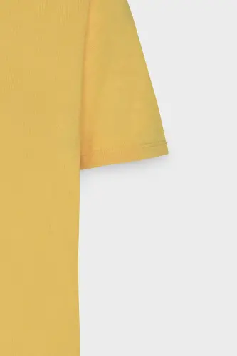 Erkek Koyu Sarı Slim Fit Dar Kesim Polo Yaka Düz Casual Tişört-KOYU SARI - 8