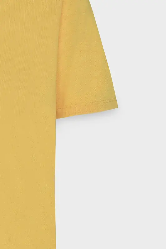 Erkek Koyu Sarı Slim Fit Dar Kesim Polo Yaka Düz Casual Tişört-KOYU SARI - 8