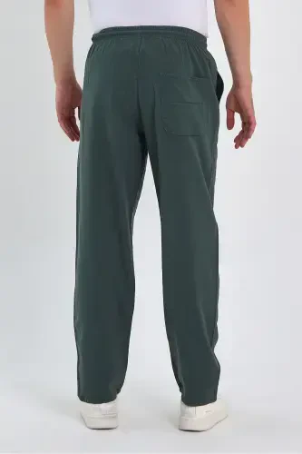 Erkek Koyu Yeşil Renk Basic Relaxed Fit Jogger Pantolon-KOYU YEŞİL - 6