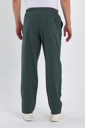 Erkek Koyu Yeşil Renk Basic Relaxed Fit Jogger Pantolon-KOYU YEŞİL - 7