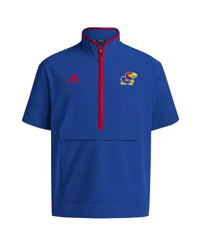 Men's Royal Kansas Jayhawks Coaches Sideline Half-Zip Short Sleeve Jacket - Royal - 2