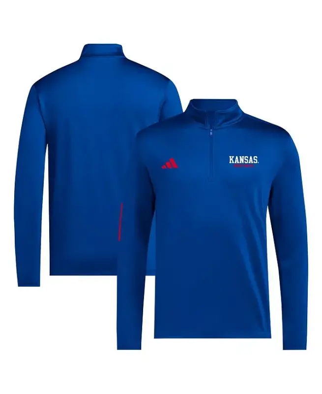 Men's Royal Kansas Jayhawks Half-Zip Pullover Golf Jacket-Royal - ADIDAS