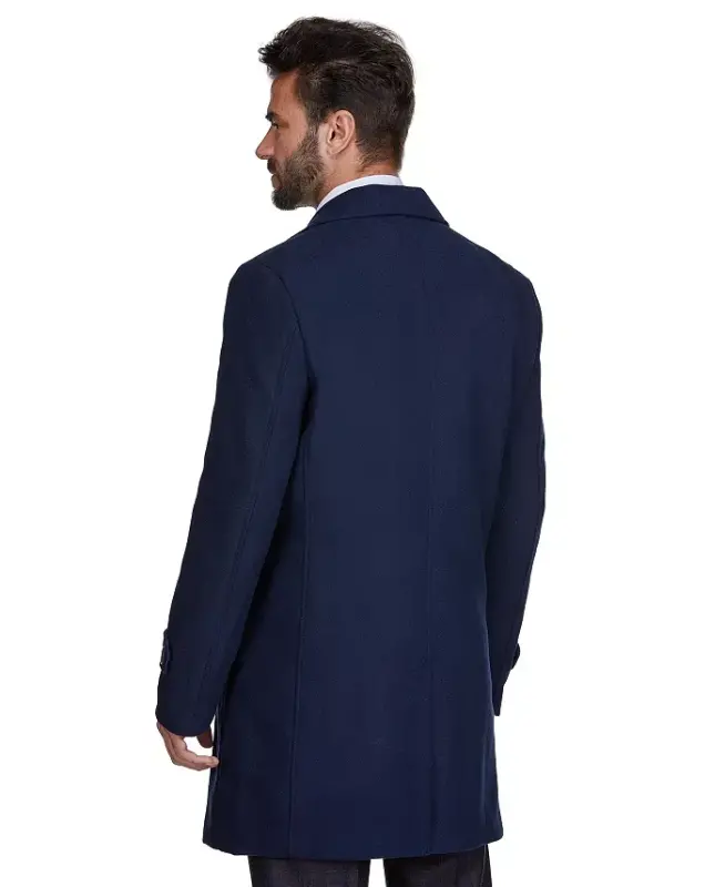 Men's Double Breasted Pea Coat Wool Blend Dress Peacoat - Navy - 4