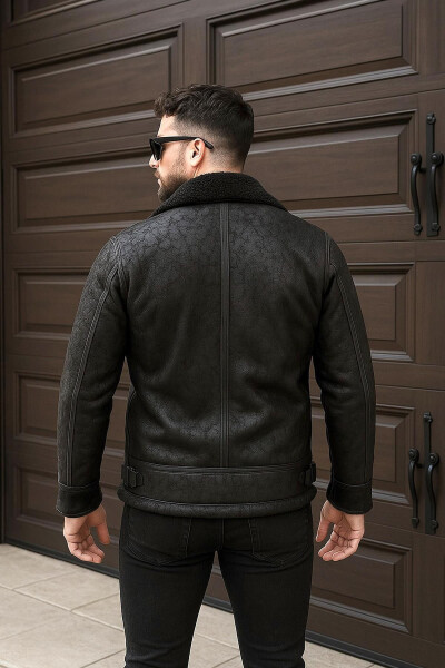 Erkek Kürklü Süet Deri Mont Ceket - 4