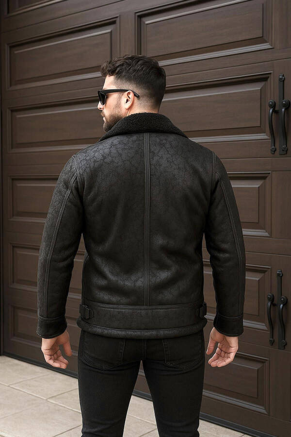 Erkek Kürklü Süet Deri Mont Ceket - 4