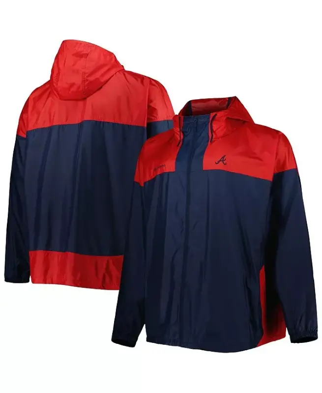 Men's Navy Atlanta Braves Flash Forward Challenger Big and Tall Omni-Shade Full-Zip Windbreaker - Navy - 1