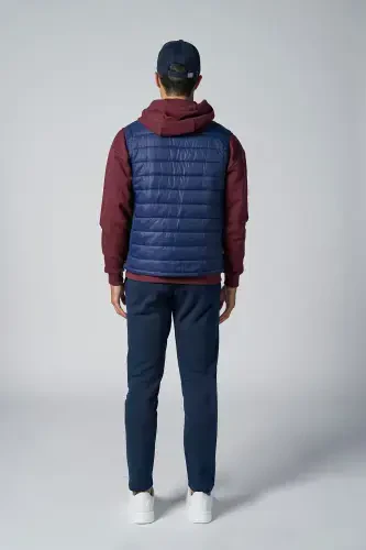 Unisex Lacivert Sıfır Kol Fermuarlı Cepli Yelek 1268-LACİVERT - 3