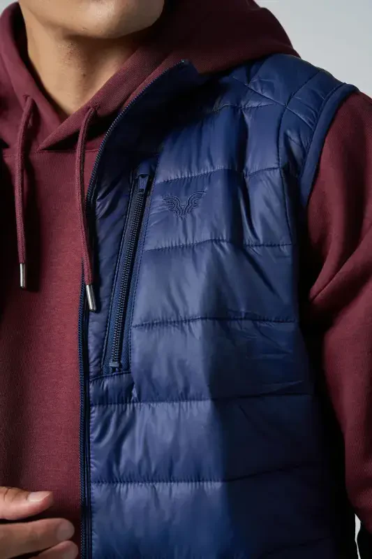 Unisex Lacivert Sıfır Kol Fermuarlı Cepli Yelek 1268-LACİVERT - 4