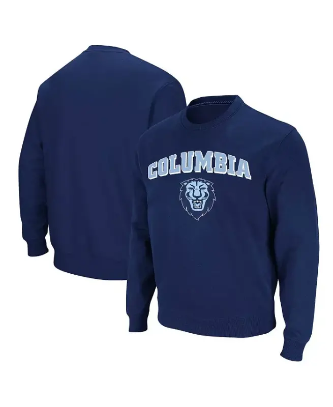Men's Navy Columbia University Arch & Logo Pullover Sweatshirt - Navy - 1