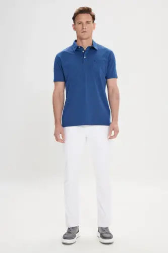 Erkek Lacivert Comfort Fit Rahat Kesim Polo Yaka Pamuklu Kısa Kollu Tişört-Lacivert - ALTINYILDIZ CLASSICS (1)