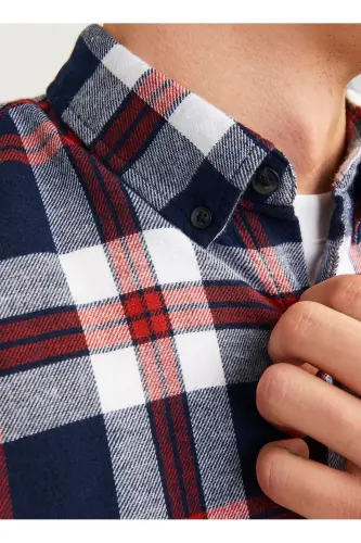 Regular Fit Lacivert Erkek Gömlek 12235982_JJECLASSIC AUTUMN CHECK SH - Lacivert - 4