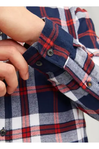 Regular Fit Lacivert Erkek Gömlek 12235982_JJECLASSIC AUTUMN CHECK SH - Lacivert - 6