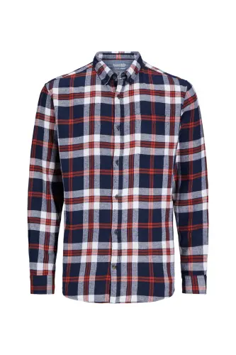 Regular Fit Lacivert Erkek Gömlek 12235982_JJECLASSIC AUTUMN CHECK SH - Lacivert - 7