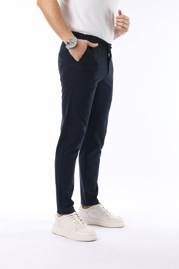 Erkek Kumaş Pantolon Jogger Kesim Slim Fit Likralı Lacivert - Beli Lastikli & Rahat Kesim-LACİVERT - 4