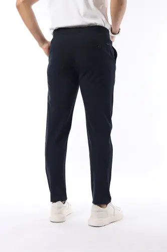 Erkek Kumaş Pantolon Jogger Kesim Slim Fit Likralı Lacivert - Beli Lastikli & Rahat Kesim - LACİVERT - 6