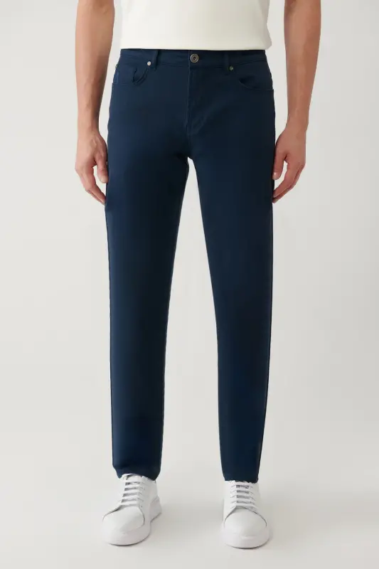 Erkek Lacivert Klasik Bel 5 Cep Slim Fit Pantolon A41Y3071 - Lacivert - 2