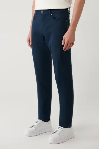 Erkek Lacivert Klasik Bel 5 Cep Slim Fit Pantolon A41Y3071 - Lacivert - 3