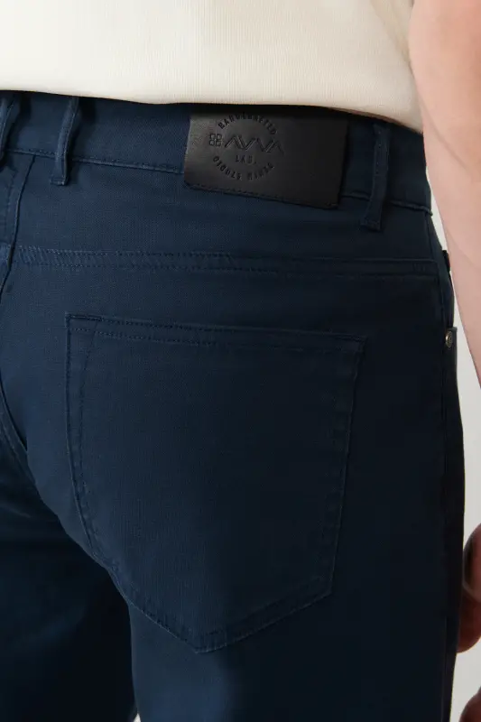 Erkek Lacivert Klasik Bel 5 Cep Slim Fit Pantolon A41Y3071 - Lacivert - 7