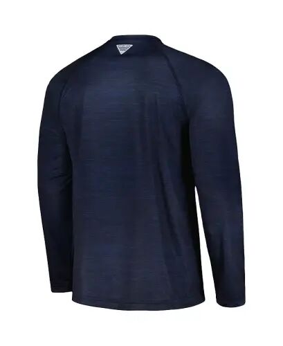 Men's Navy Michigan Wolverines PFG Terminal Tackle Omni-Shade Raglan Long Sleeve T-shirt - COLUMBIA (1)
