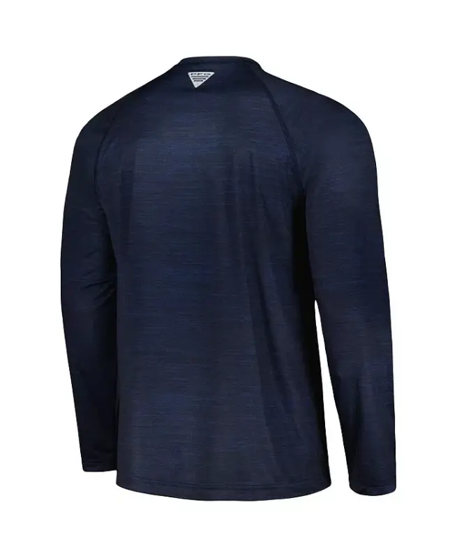 Men's Navy Michigan Wolverines PFG Terminal Tackle Omni-Shade Raglan Long Sleeve T-shirt - Navy - 2