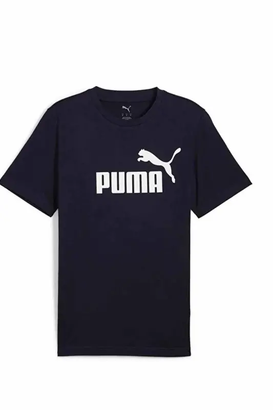 Erkek Lacivert Pamuklu Tişört - Beyaz Logo Baskılı Kısa Kollu Spor T-Shirt - Lacivert-C1 - 2