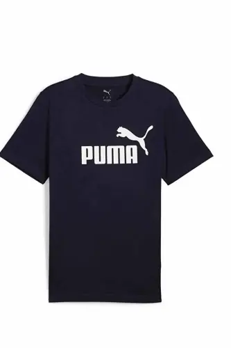 Erkek Lacivert Pamuklu Tişört - Beyaz Logo Baskılı Kısa Kollu Spor T-Shirt-Lacivert - PUMA (1)