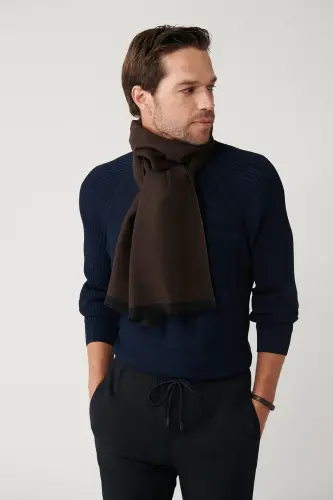 Erkek Lacivert Yüksek Bisiklet Yaka Kamuflaj Desenli Rayon Kazak A32Y5046 - Lacivert - 1