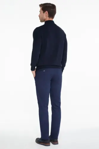 Erkek Lacivert Regular Fit Yarım Balıkçı Triko Kazak - Lacivert - 3